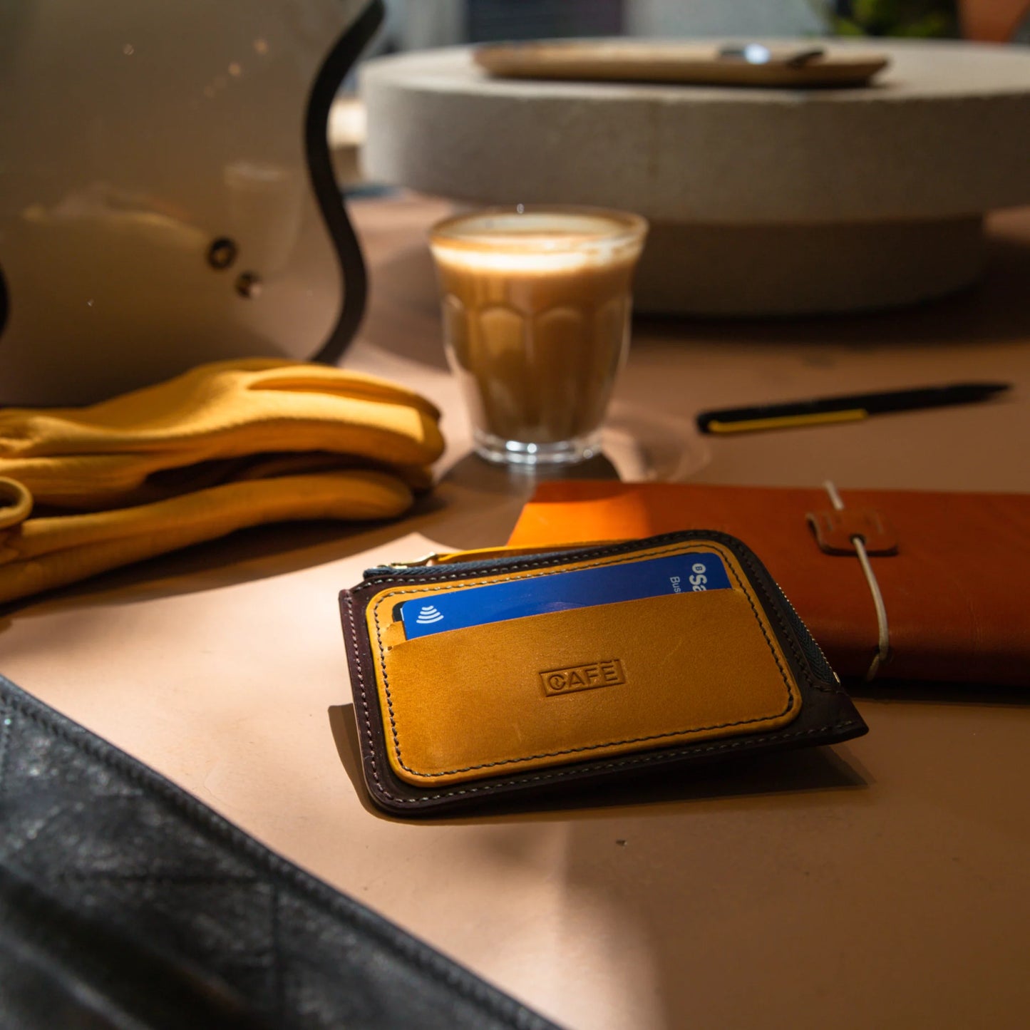 Zip Wallet #2 - Black Coffee & Spicy Mustard