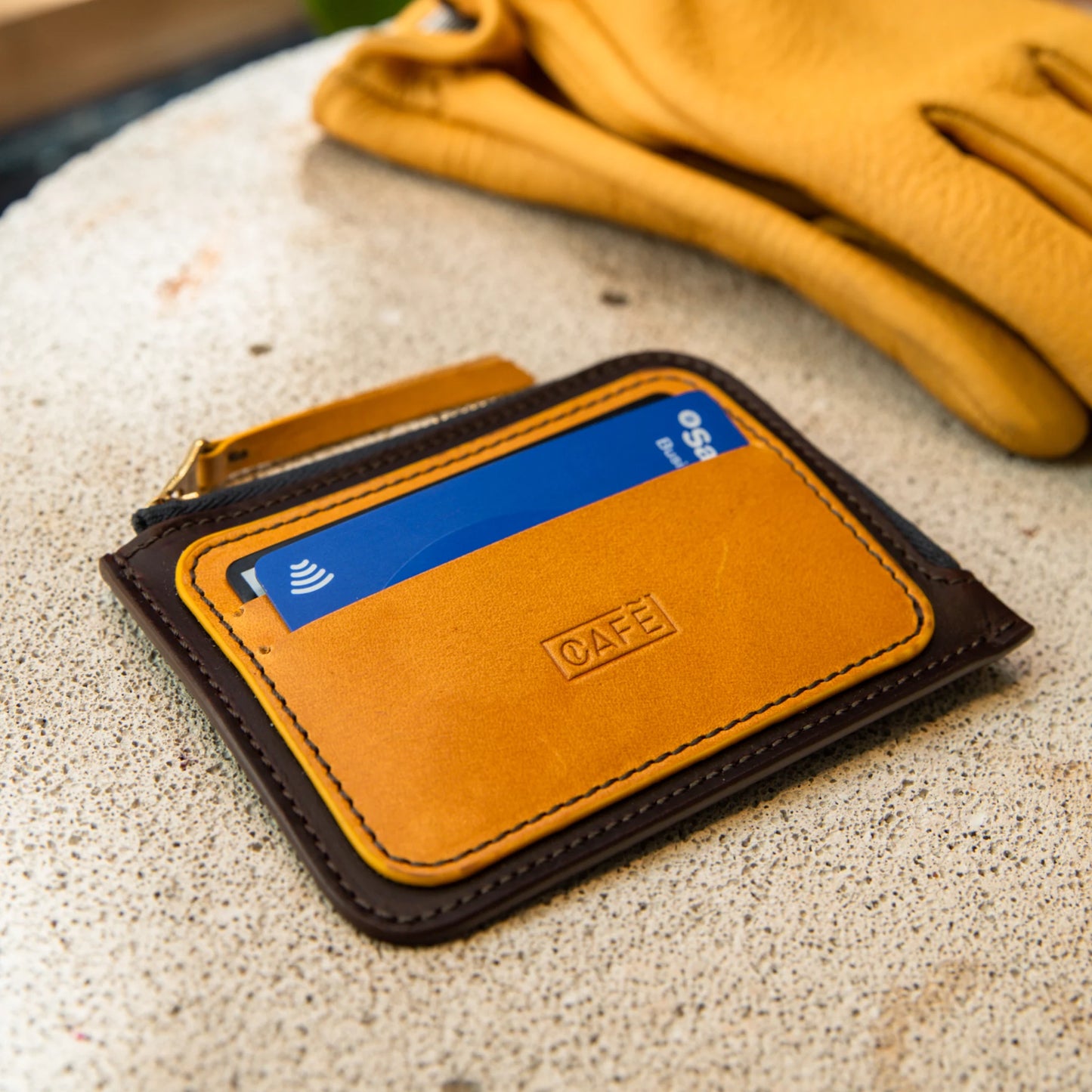 Zip Wallet #2 - Black Coffee & Spicy Mustard