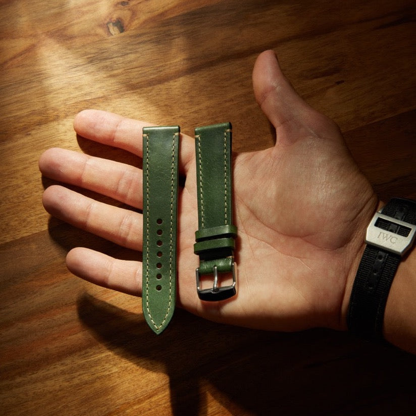 Leather Watch Strap - Forest Green