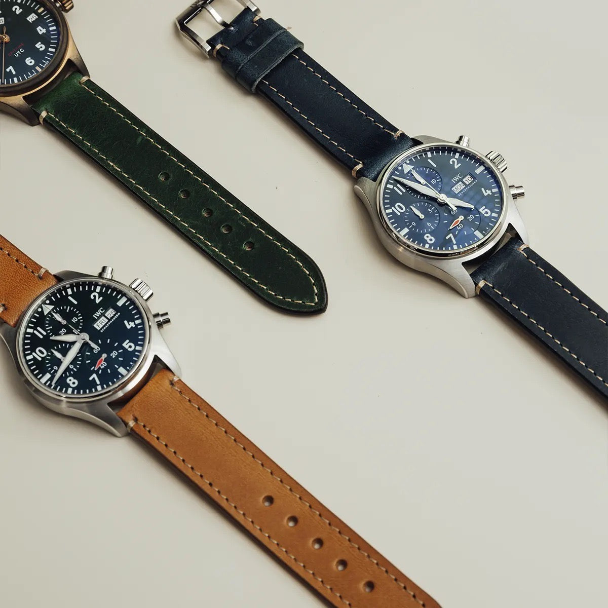 Leather Watch Strap - Forest Green
