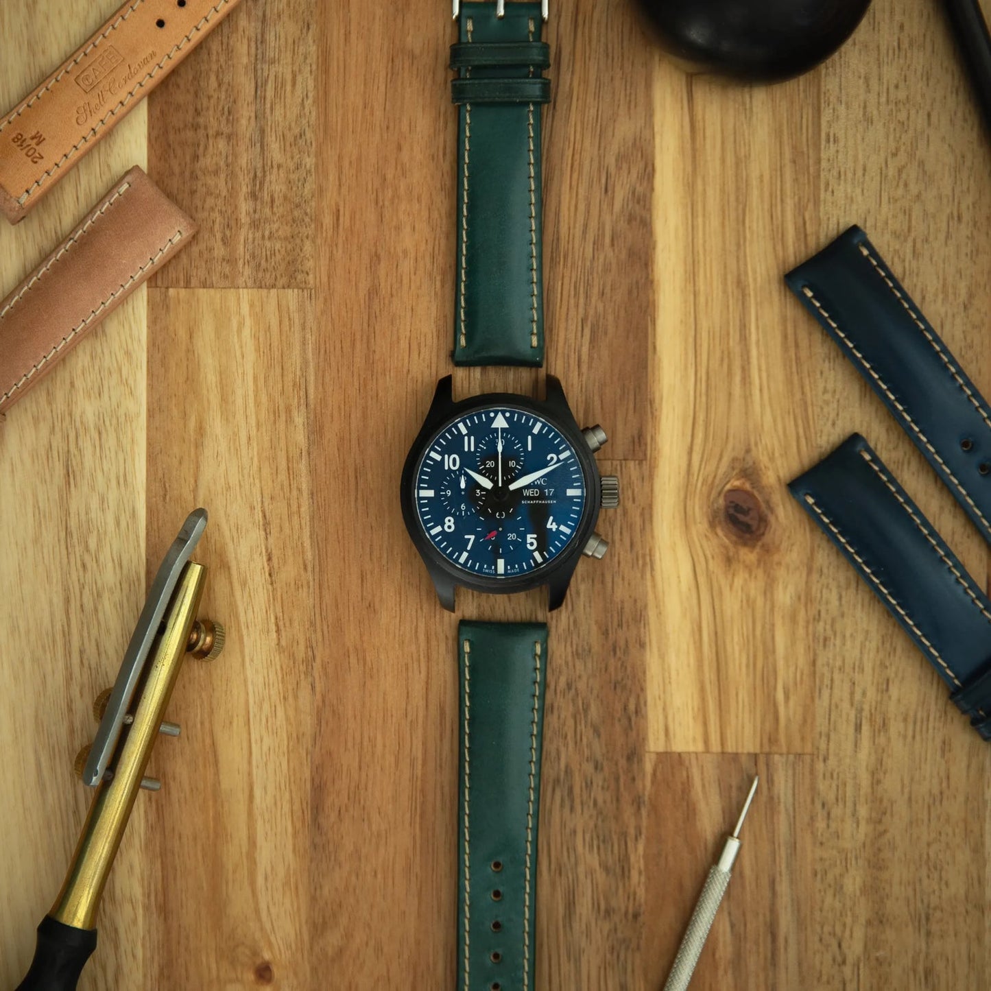 Shell Cordovan Watch Strap - Forest Green