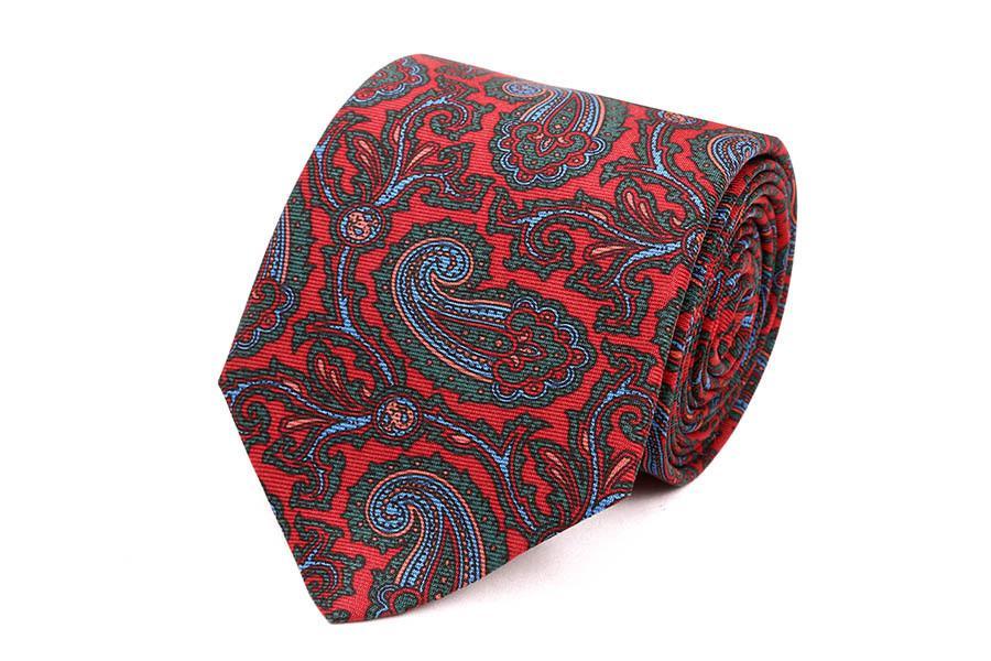 Deep Red Printed Madder Paisley - onlybrown
