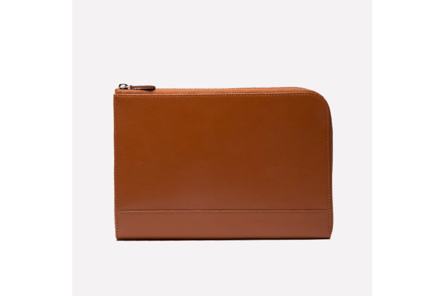 Capra Medium Zip Clutch - Tan - onlybrown