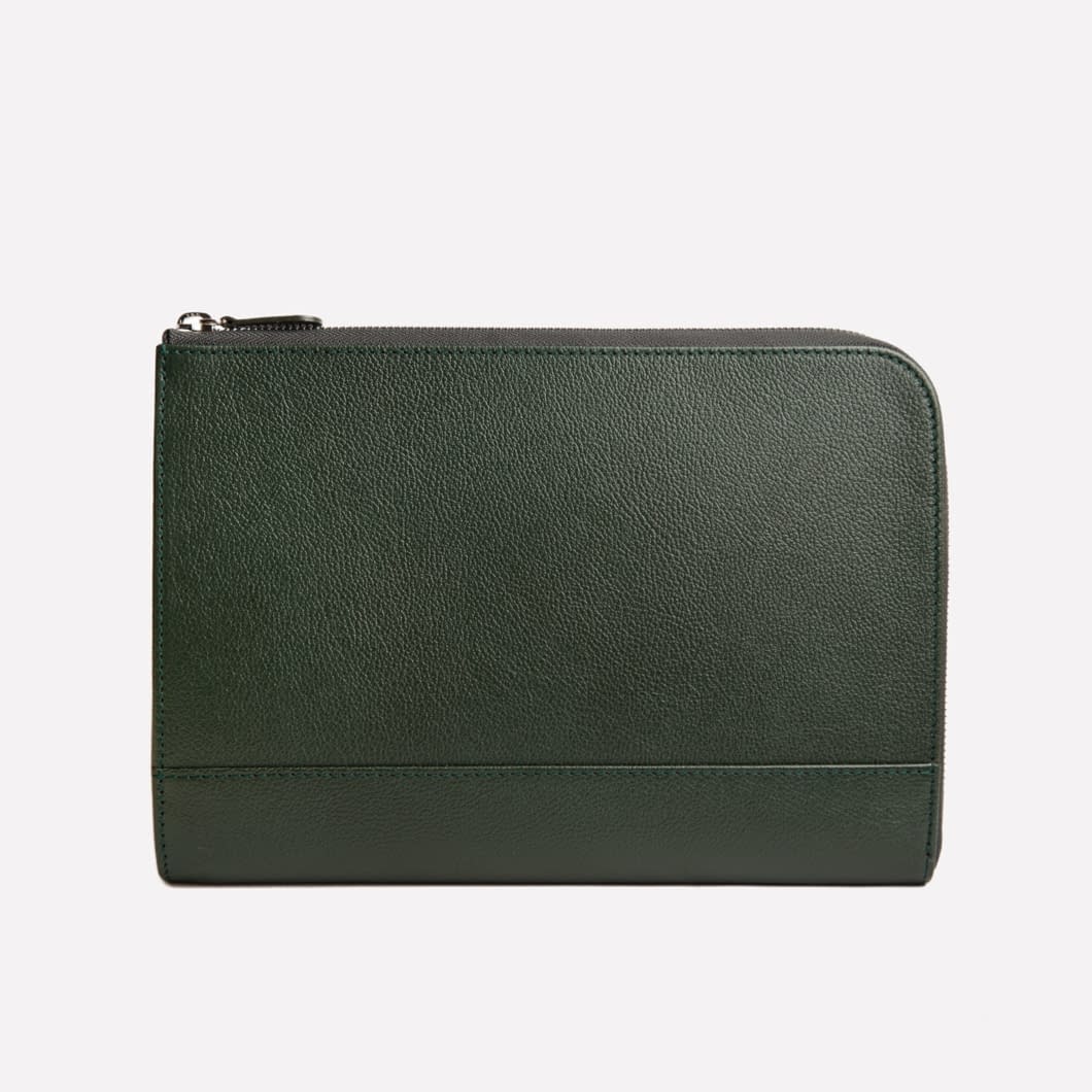 Capra Medium Zip Clutch -Green