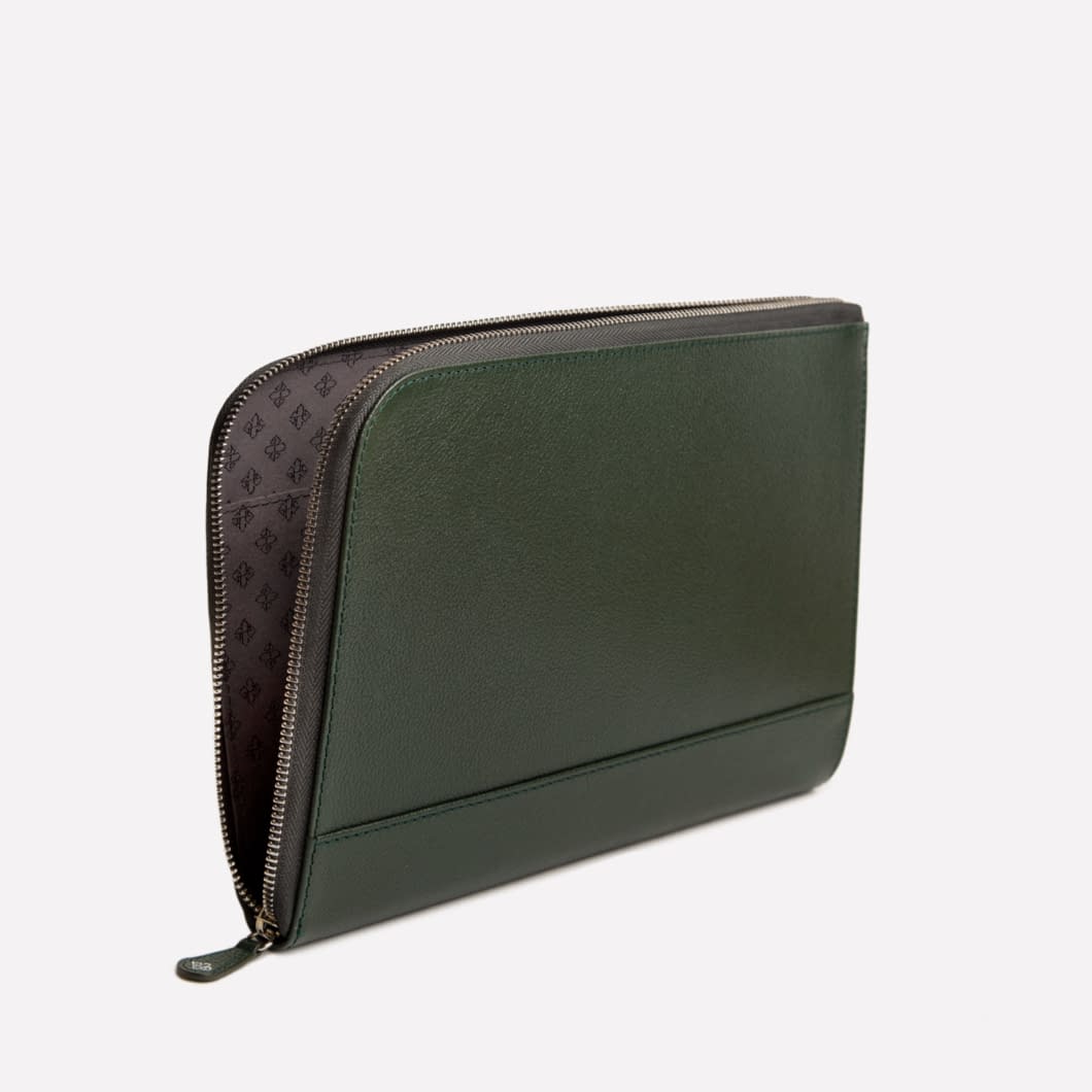 Capra Medium Zip Clutch -Green