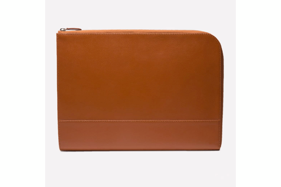 Capra Large Zip Clutch - Tan - onlybrown