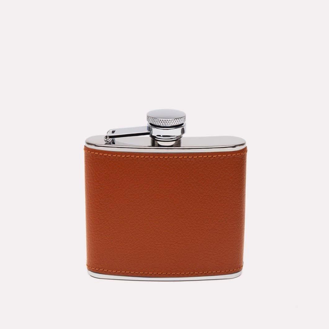 Capra Leather Wrapped Hip Flask (4oz) - onlybrown