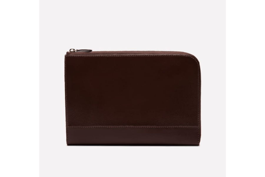 Capra Medium Zip Clutch - Chocolate - onlybrown