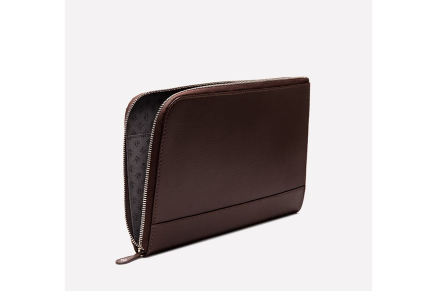 Capra Medium Zip Clutch - Chocolate - onlybrown