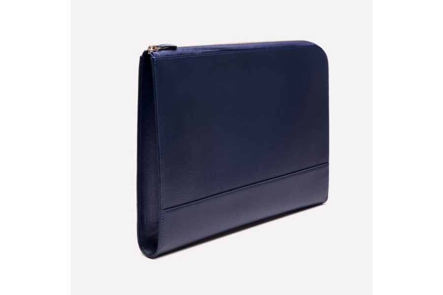 Capra Large Zip Clutch - Marine Blue - onlybrown