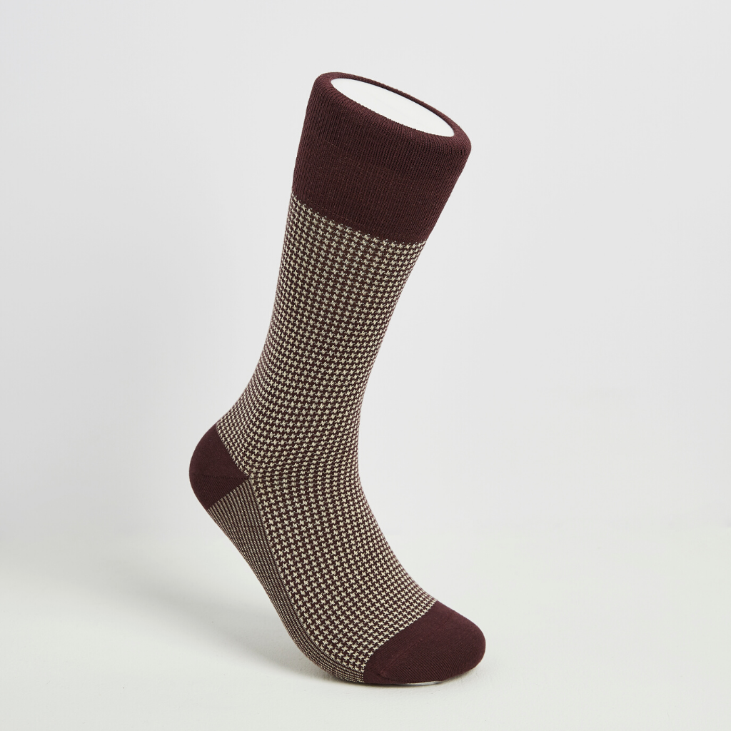 Houndstooth (Burgundy/Ivory) - onlybrown