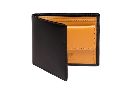 Bridle Hide Billfold With Coin Pocket - Black (Personalisation) - onlybrown