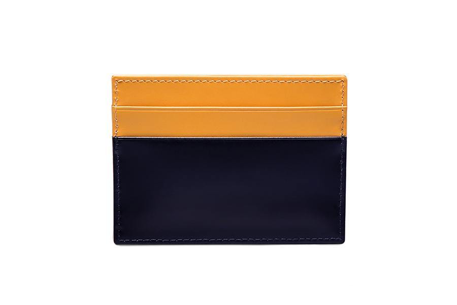 Bridle Hide Flat Card Case - Navy - onlybrown