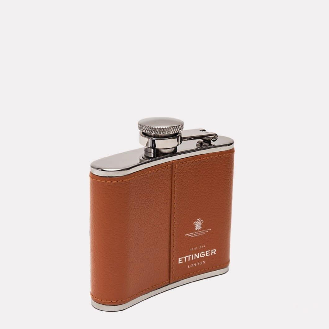Capra Leather Wrapped Hip Flask (4oz) - onlybrown