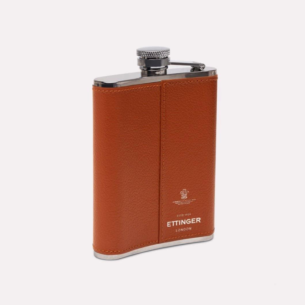 Capra Leather Wrapped Hip Flask (6oz) - onlybrown