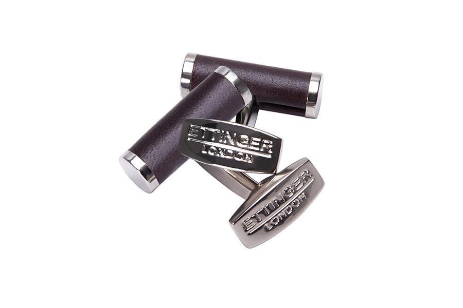 T-Bar Leather Cufflinks - Chestnut - onlybrown