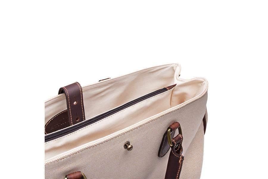 Piccadilly Canvas Tote - Ivory - onlybrown