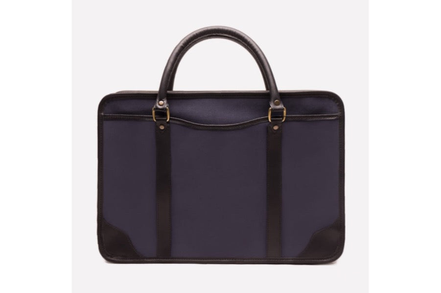 Putney Canvas Briefcase - Navy - onlybrown