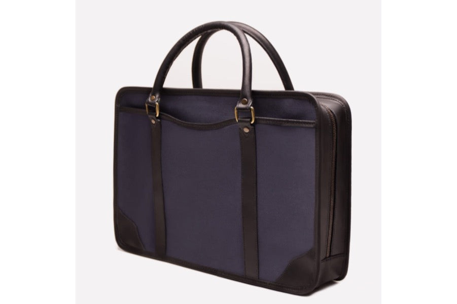 Putney Canvas Briefcase - Navy - onlybrown
