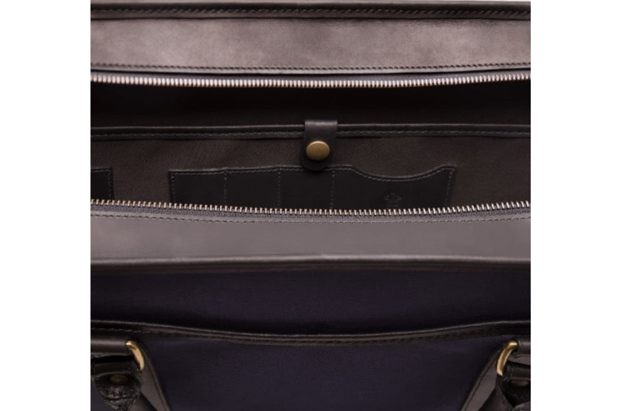 Putney Canvas Briefcase - Navy - onlybrown