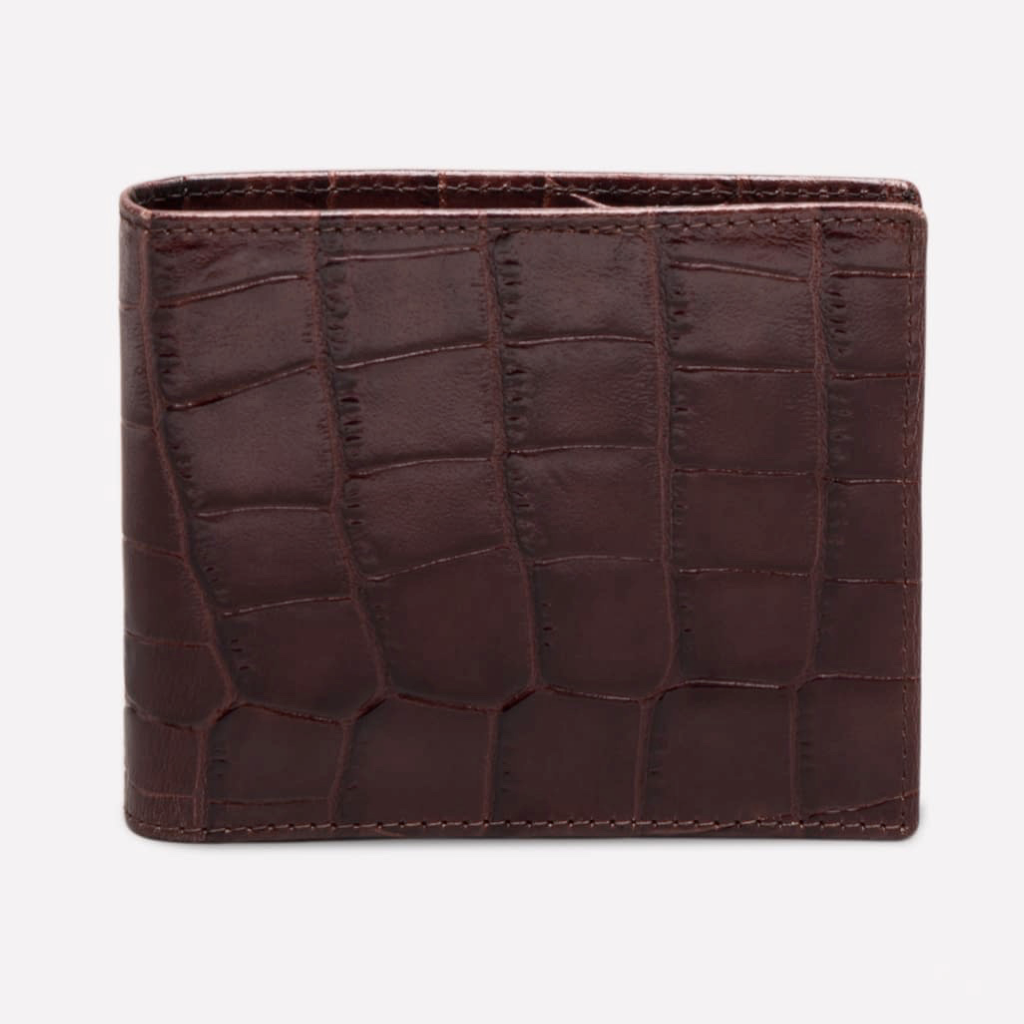 Croc Billfold - Mahogany (Personalisation) - onlybrown