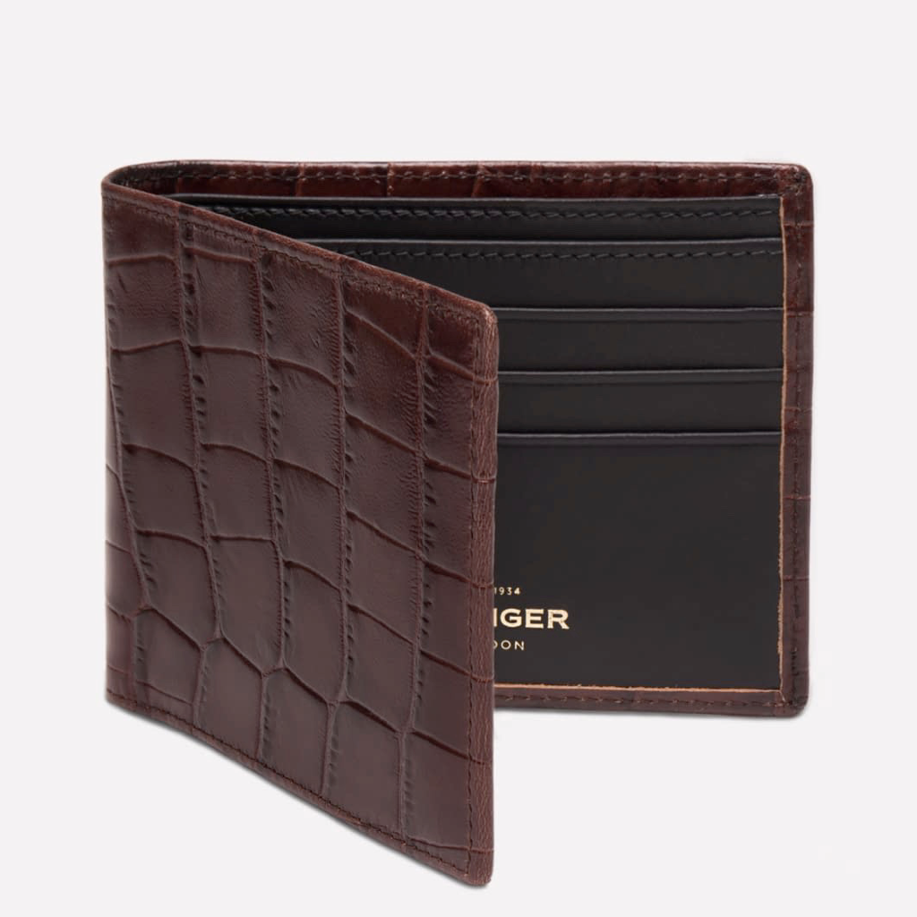 Croc Billfold - Mahogany (Personalisation) - onlybrown